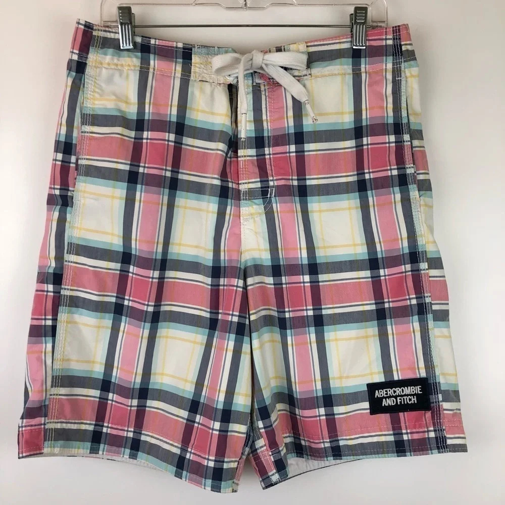 Abercrombie & Fitch Plaid Mesh Lined Board Shorts